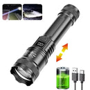 High Power LED Tactical Flashlight Rechargeable Light  Bright Telescopic Zoom Handheld Hunting Torch Light for Emergency Hiking