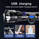 High Power LED Tactical Flashlight Rechargeable Light  Bright Telescopic Zoom Handheld Hunting Torch Light for Emergency Hiking