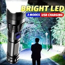 High Power LED Tactical Flashlight Rechargeable Light  Bright Telescopic Zoom Handheld Hunting Torch Light for Emergency Hiking