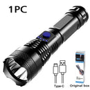 High Power LED Tactical Flashlight Rechargeable Light  Bright Telescopic Zoom Handheld Hunting Torch Light for Emergency Hiking